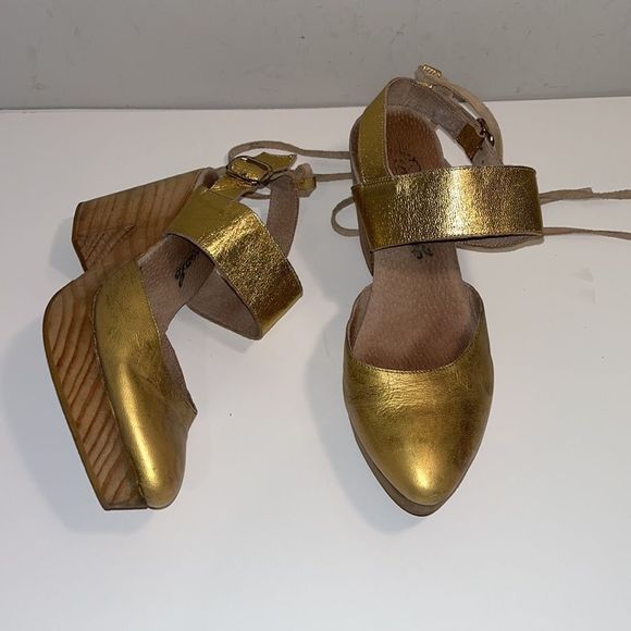 Free People Monaco gold Leather clogs - Picture 1 of 6